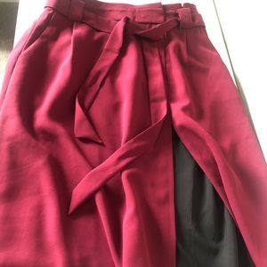 Size 4, Express, calf-length skirt with tie belt at waist
